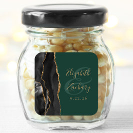 Adesivo Quadrado Casamento Ágata Script Preto Dourado Esmeralda Ver