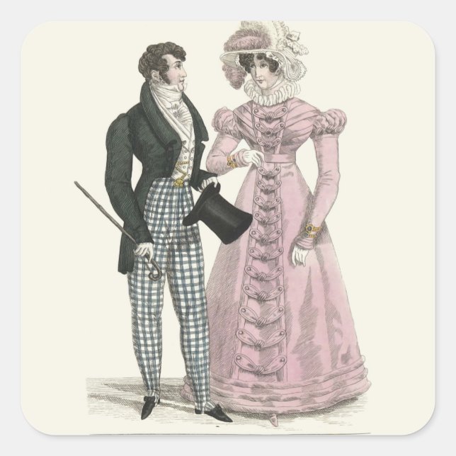 Adesivo Quadrado Casamento Antigo 1823 Moda Homem Mulher (Frente)