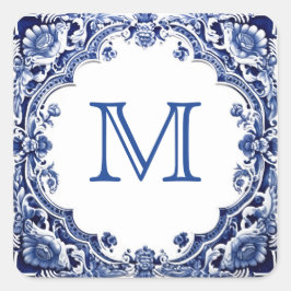 Adesivo Quadrado casamento azul delta