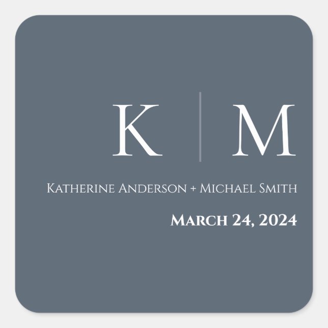 Adesivo Quadrado Casamento Azul e Branco- (Frente)