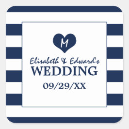Adesivo Quadrado Casamento Azul e Branco do Marinho Quic Moderno
