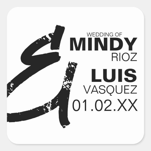 Adesivo Quadrado Casamento Branca Negra-Negra-Negra-Negra-Negra (Frente)