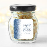 Adesivo Quadrado Casamento Branco da Borda Azul Moderna<br><div class="desc">Este elegante e moderno adesivo de casamento apresenta um design azul falso brilhante na borda esquerda. Personalize facilmente o texto azul sobre um fundo branco,  com os nomes da noiva e do noivo em caligrafia manual sobre uma grande e grande câmera.</div>