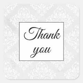 Adesivo Quadrado Casamento Branco Do Damask Elegante Obrigado Simpl