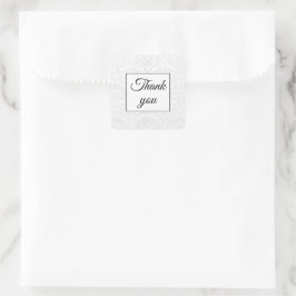 Adesivo Quadrado Casamento Branco Elegante Damask Obrigado