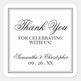 Adesivo Quadrado Casamento Branco Simples Elegância Obrigado