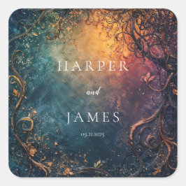 Adesivo Quadrado Casamento Celestial Elegante