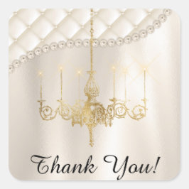 Adesivo Quadrado Casamento Chandelier Lighting Satin Ivory Obrigado