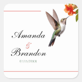 Adesivo Quadrado Casamento Chic Hummingbird e Orange Flower