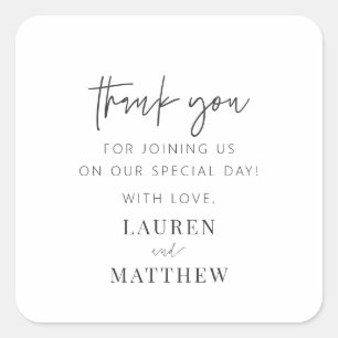 Adesivo Quadrado Casamento Chic Moderno Simples Obrigado