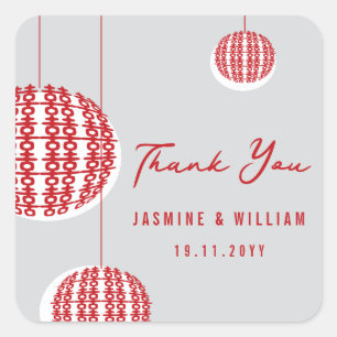Adesivo Quadrado Casamento Chinês Chic com Lanternas Vermelhos de D