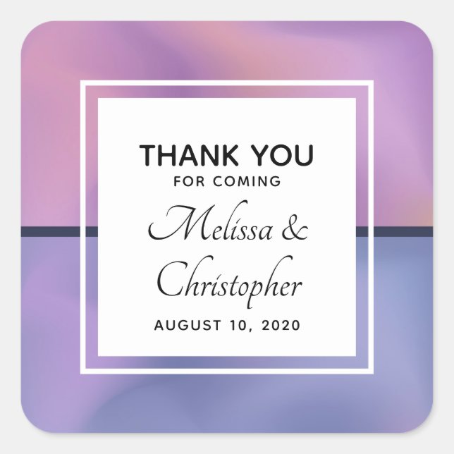 Adesivo Quadrado Casamento com Abstrato de Suplente e Rosa Moderno (Frente)