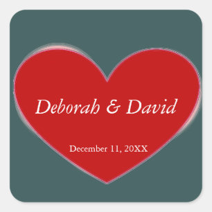 Adesivo Quadrado Casamento com Cinzas de Slate Vermelho