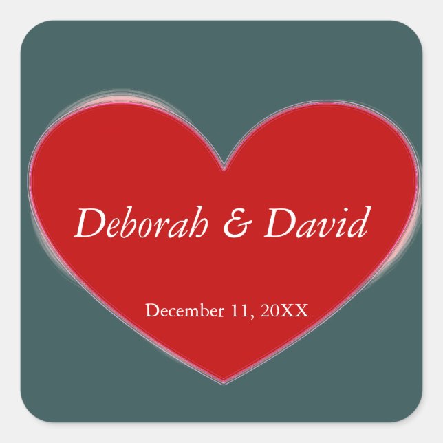 Adesivo Quadrado Casamento com Cinzas de Slate Vermelho (Frente)
