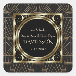 Adesivo Quadrado Casamento com Glam Royal Dourado Art Deco 20s