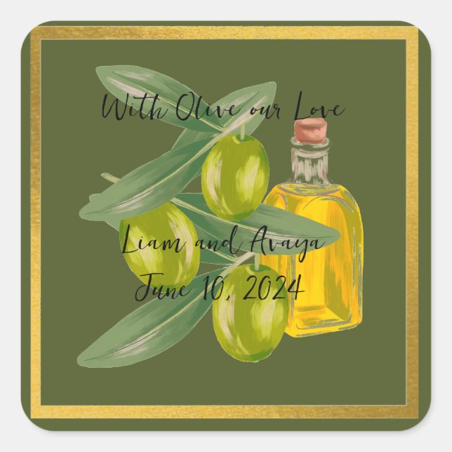 Adesivo Quadrado Casamento com Olive, nosso Pau Personalizado (Frente)