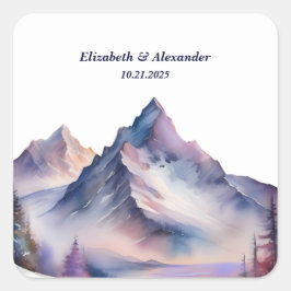 Adesivo Quadrado Casamento com paisagens cobertas de neve