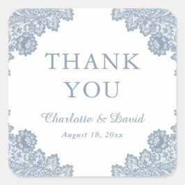 Adesivo Quadrado Casamento com rendas azuis herbáceas Elegante Obri