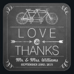 Adesivo Quadrado Casamento com Tipografia Tandem Bicycle Chalkboard<br><div class="desc">Tandem Bicicleta Típografia de Quadros Alcalços.</div>