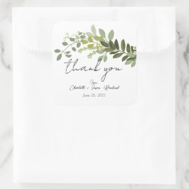 Adesivo Quadrado Casamento com Vinhas Da Folhagem Do Jardim Verde O