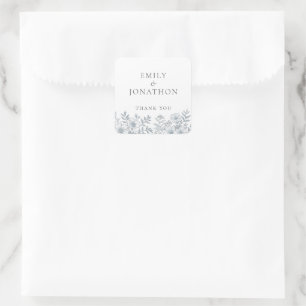 Adesivo Quadrado Casamento Da Cinza Midern Florals Obrigado