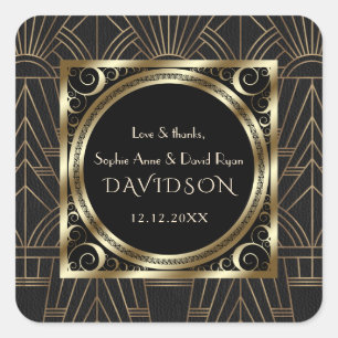 Adesivo Quadrado Casamento da Deco 20 da Arte Dourada Real