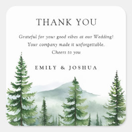 Adesivo Quadrado Casamento da Floresta de Pinheiros Russos