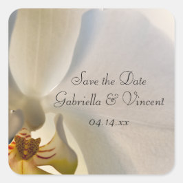 Adesivo Quadrado Casamento da Orquídea Branca Salva a Data