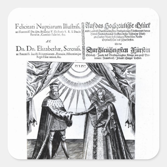 Adesivo Quadrado Casamento da Princesa Elizabeth (Frente)