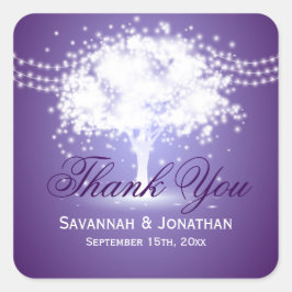 Adesivo Quadrado Casamento das Luzes das Cordas de Árvore Roxo Obri