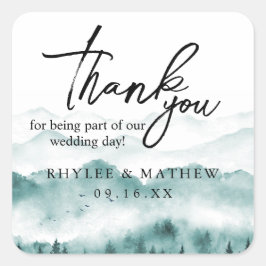 Adesivo Quadrado Casamento de Agradecimento na Montanha Rústica
