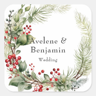 Adesivo Quadrado Casamento de Agulhas de pinheiro das Berries Verme