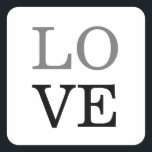 Adesivo Quadrado Casamento de Amor com Script Negro de cinza<br><div class="desc">Você pode mudar facilmente as fontes e as cores. Você também pode adicionar seu logotipo e a imagem de fundo conforme desejar.</div>