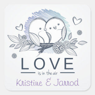 Adesivo Quadrado Casamento de Amor Púrpura de Lançarinos Personal