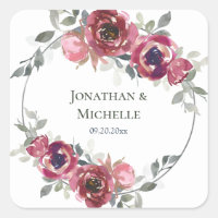 Casamento de Aquarela Floral com Cinzas de Borgonh