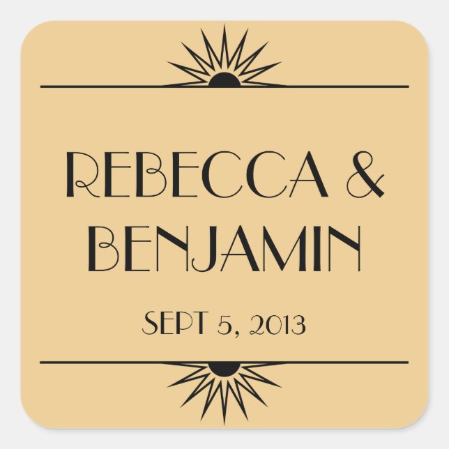 Adesivo Quadrado Casamento de arte geométrica desfeita com ouro enf (Frente)