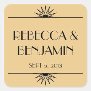 Adesivo Quadrado Casamento de arte geométrica desfeita com ouro enf