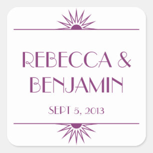 Adesivo Quadrado Casamento de arte geométrica roxa