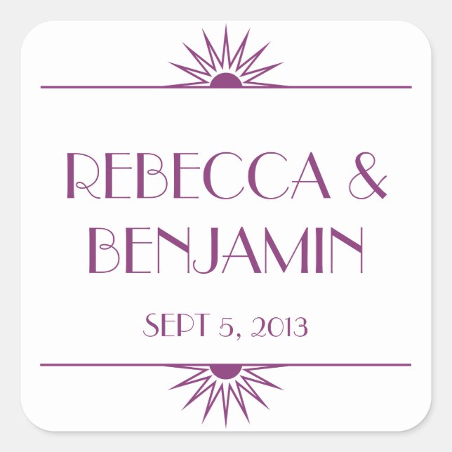 Adesivo Quadrado Casamento de arte geométrica roxa (Frente)