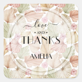 Adesivo Quadrado Casamento de Boho Folhas Secas e Flores