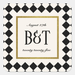 Adesivo Quadrado Casamento de Borda de Cartão de Crédito Preto e Do