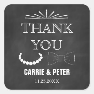 Adesivo Quadrado Casamento de Bowties e Pérolas