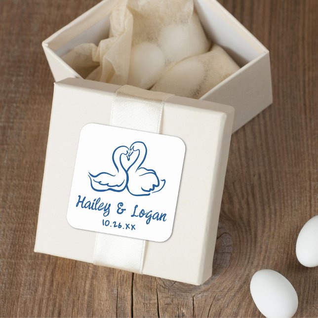 Adesivo Quadrado Casamento De Brincadeira Moderna De Swan Ilustrado (Criador carregado)