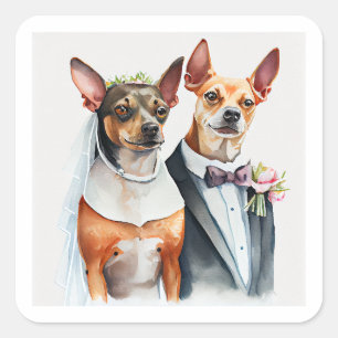Adesivo Quadrado casamento de cães
