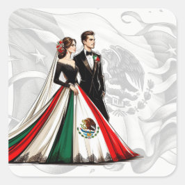 Adesivo Quadrado Casamento de Casal do México