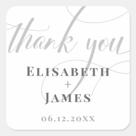 Adesivo Quadrado Casamento de Chic com Caligrafia e Branco minimali
