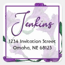 Casamento de Cor de Água Floral Púrpura