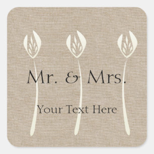 Adesivo Quadrado Casamento de Deco de Creme de Colagem Personalizad