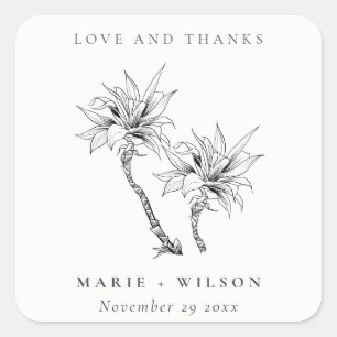 Adesivo Quadrado Casamento de Desenhos Brancos Negros de Palmas Rus