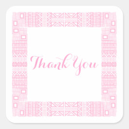 Adesivo Quadrado Casamento de Design étnico Obrigado Stickers 1